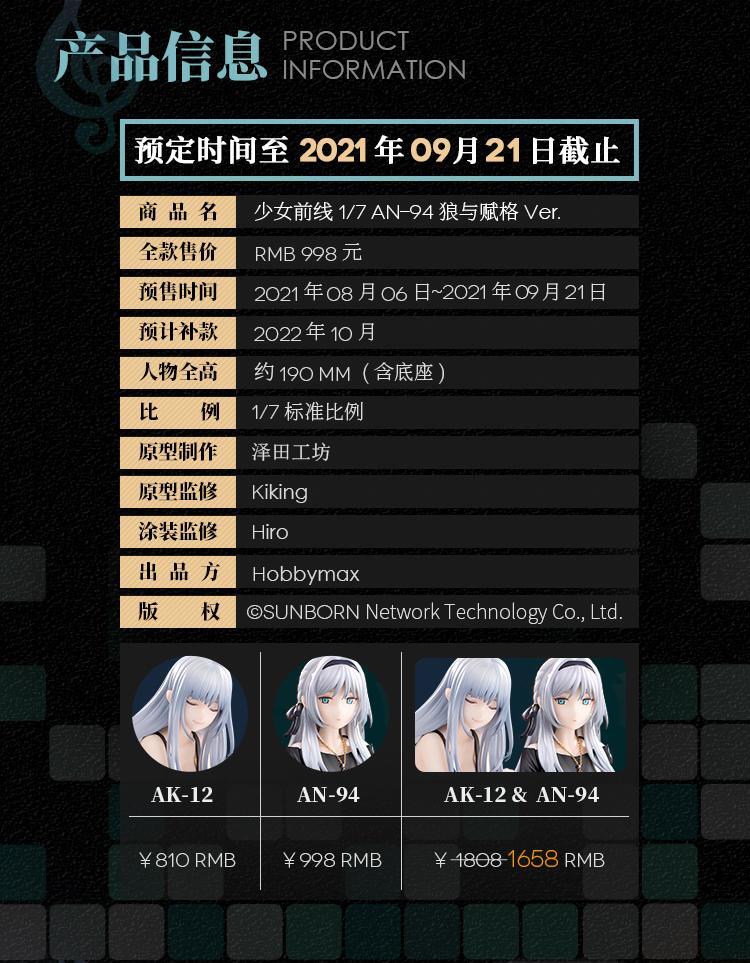 HobbyMax《少女前线》AN-94 狼与赋格1/7手办，预定2022年10月发售！