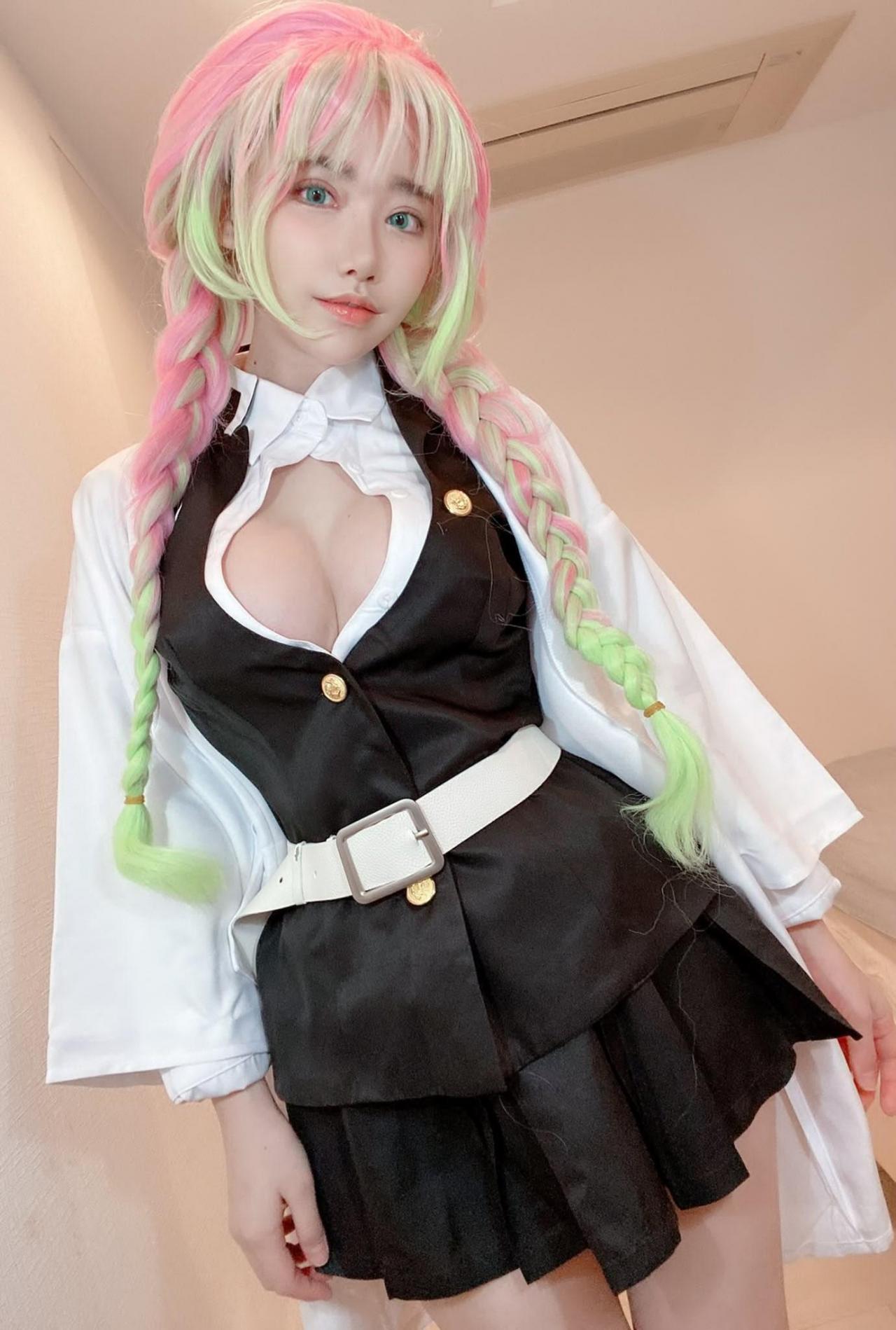 【Cosplay欣赏】深田咏美《鬼灭之刃》全新Cos 甘露寺蜜璃