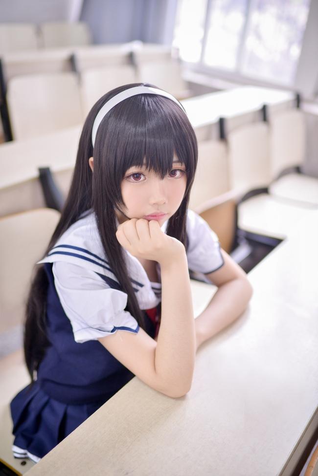 【Cosplay欣赏】路人女主的养成方法 霞之丘诗羽，黑丝学姐！