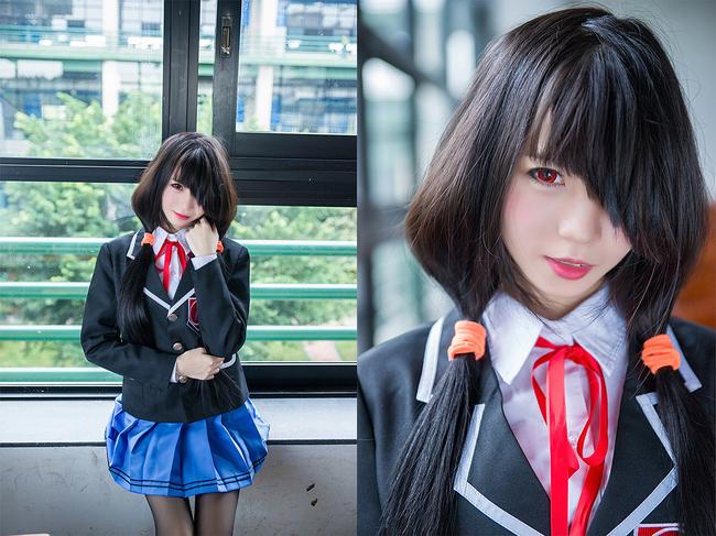 【Cosplay欣赏】约会大作战，时崎狂三 黑丝校服！