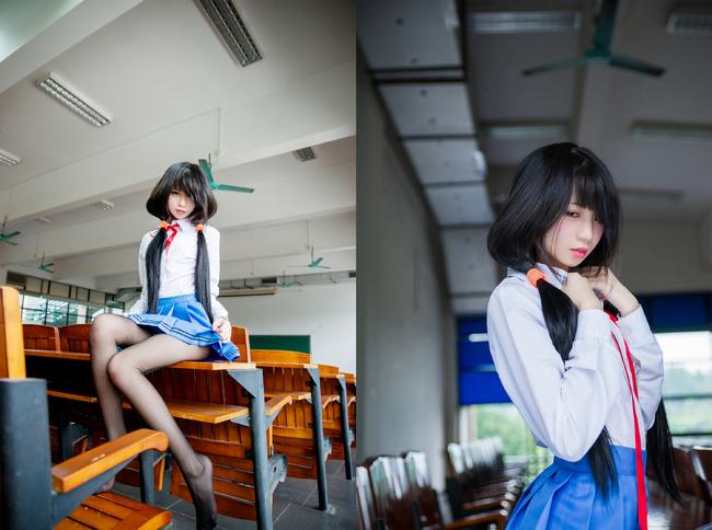 【Cosplay欣赏】约会大作战，时崎狂三 黑丝校服！